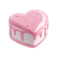 Pink heart cake, valentines day concept 3D icon isolate png