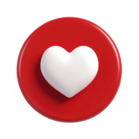 White heart on red chat icon pop up message 3D icon isolate png