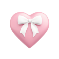 Pink gift box heart shape with white ribbon and bow 3D icon cartoon isolate png