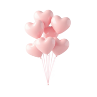 Bunch of pink heart shape flying balloons 3D icon isolate png