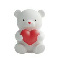 Teddy bear with a red heart 3D icon isolate png