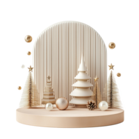 Christmas Beige podium with geometric style isolate on transparent background png