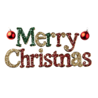 Merry Christmas text shape of christmas decorations items isolate on transparent background png