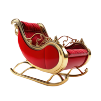 Red and gold Sleigh 3D redner side view isolate on transparent background png