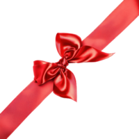 Red diagonal ribbon with a bow isolate on transparent background png