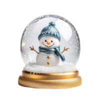 empty snow dome with gold base with a extra small snowman isolate on transparent background png