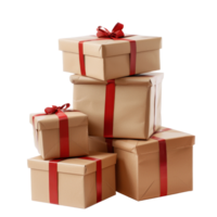 Pile of Gift boxes front view isolate on transparent background png