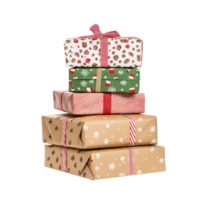 Christmas Presents stack front view isolate on transparent background png