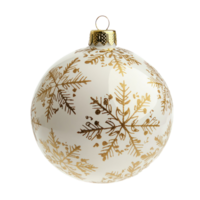 Christmas ball with elegant snowflakes pattern front view isolate on transparent background png