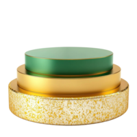 Podium in gold and green color isolate on transparent background png