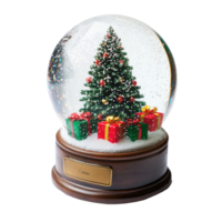 Chrismas Snow globe with christmas tree and presents in it isolate on transparent background png