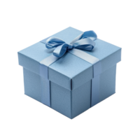 Blue gift box front view isolate on transparent background png