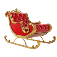 Red and gold Sleigh with presents 3D redner side view isolate on transparent background png