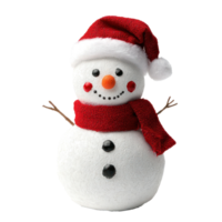 Christmas Snowman with red scarf and santa hat isolate on transparent background png