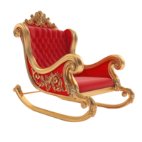 Red and gold Sleigh 3D redner isolate on transparent background png