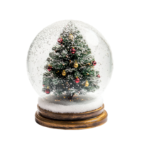 Christmas tree inside transparent snow ball front view isolate on transparent background png