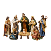 Nativity scene figurines front view isolate on transparent background png