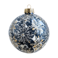 Christmas ball with elegant snowflakes pattern front view isolate on transparent background png