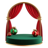 Green red and gold Christmas podium decoration items isolate on transparent background png
