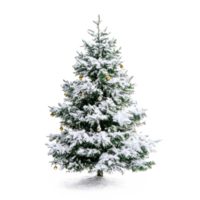 Snow Christmas tree with decoration front view isolate on transparent background png