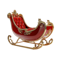 Red and gold Sleigh 3D redner side view isolate on transparent background png