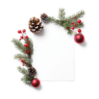 Christmas Decorations with Blank white paper card isolate on transparent background png