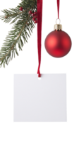 Christmas Decorations with Blank white paper card isolate on transparent background png