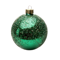 Shiny green christmas bauble isolate on transparent background png