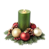 Advent Candle with Christmas decorated ornaments isolate on transparent background png
