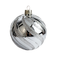 Shiny silver christmas bauble isolate on transparent background png