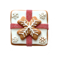 Present shape christmas gingerbread coockie isolate on transparent background png