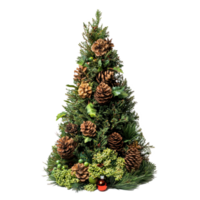 Christmas composition and decorations form as Christ mas tree front view isolate on transparent background png
