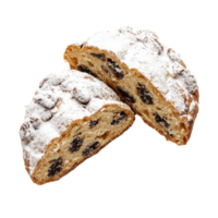Christmas Stollen top view isolate on transparent background png