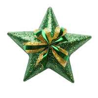 Green Christmas star bow isolate on transparent background png