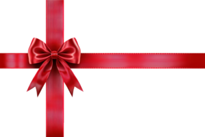 Shiny red gift's bow and ribbon, 3D realistic isolate on transparent background png