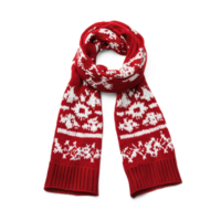 Christmas Red Knitted Scarf with White Pattern isolate on transparent background png