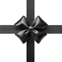 Black gift's bow and ribbon, 3D realistic isolate on transparent background png