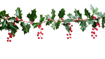 Christmas garland Holly isolate on transparent background png