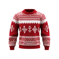 Christmas red sweetshirt with white pattern 3D isolate on transparent background png