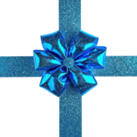Christmas Gift blue Bow and ribbon isolate on transparent background png