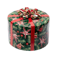 Round christmas present front view isolate on transparent background png