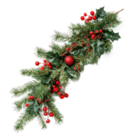 Christmas pine and holly swag isolate on transparent background png