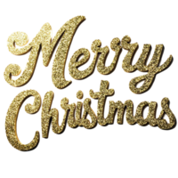 alegre Navidad en cursivo y en dorado Brillantina y crujiente aislar en transparente antecedentes png