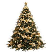 Luxury Elegant Christmas Tree front view isolate on transparent background png