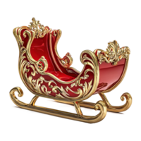 Red and gold Sleigh 3D redner isolate on transparent background png