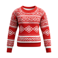 Christmas red sweetshirt with white pattern 3D isolate on transparent background png