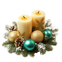 Advent Candle with Christmas decorated ornaments isolate on transparent background png