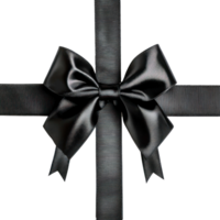 Black bow and ribbon isolate on transparent background png