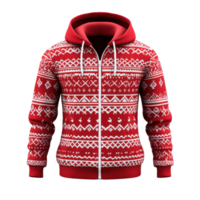 Red sweetshirt with white pattern 3D isolate on transparent background png