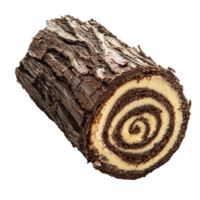 Yule log cake top view isolate on transparent background png